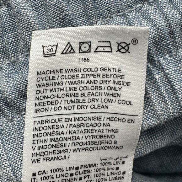 Athleta Pants Womens 8T Blue Linen Retreat Wide Leg Resort Beach Coastal Preppy - Picture 9 of 14